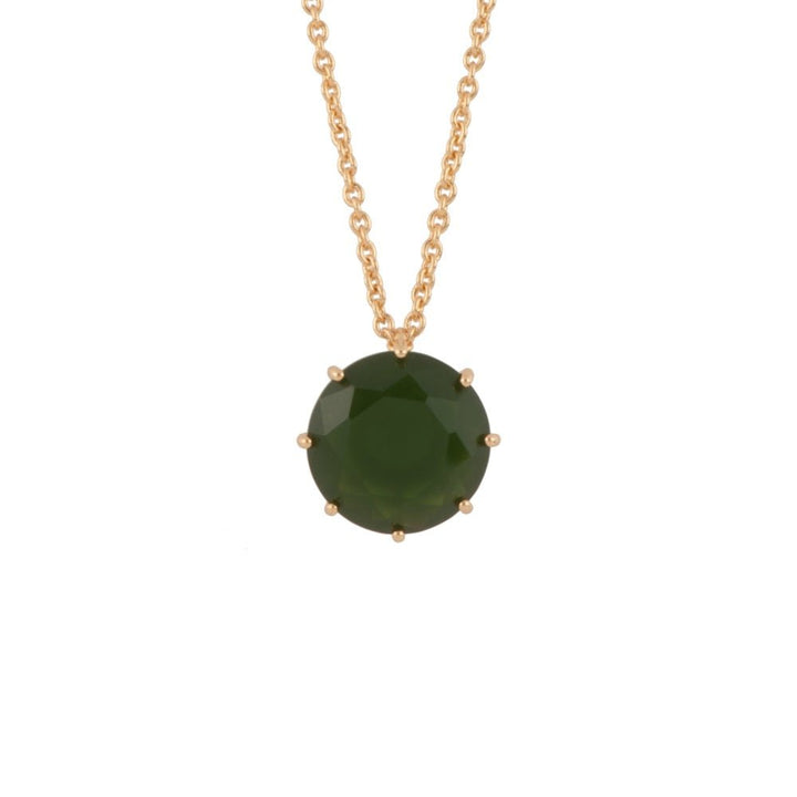 La Diamantine Round Stone Forest Green Necklace | AELD3331 - Les Nereides