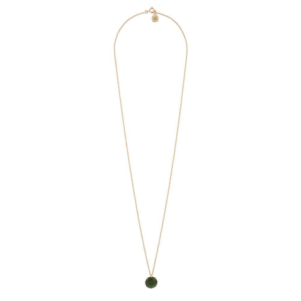La Diamantine Round Stone Forest Green Necklace | AELD3331 - Les Nereides