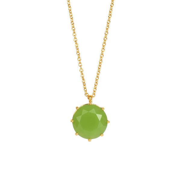 La Diamantine Round Stone Green Necklace | ABLD3331 - Les Nereides