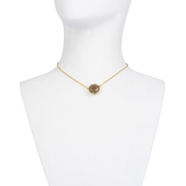 La Diamantine Round Stone Taupe Grey Necklace | AALD3012 - Les Nereides