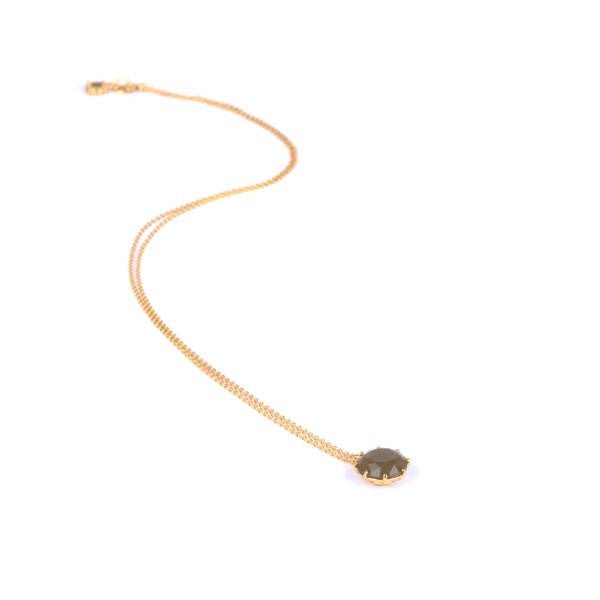 La Diamantine Round Stone Taupe Grey Necklace | AALD3332 - Les Nereides