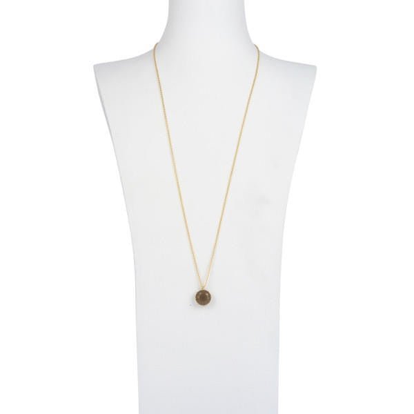La Diamantine Round Stone Taupe Grey Necklace | AALD3332 - Les Nereides