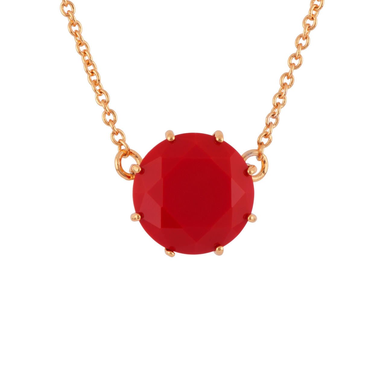 La Diamantine Round Stone Vermillion Red Necklace | AFLD3011 - Les Nereides