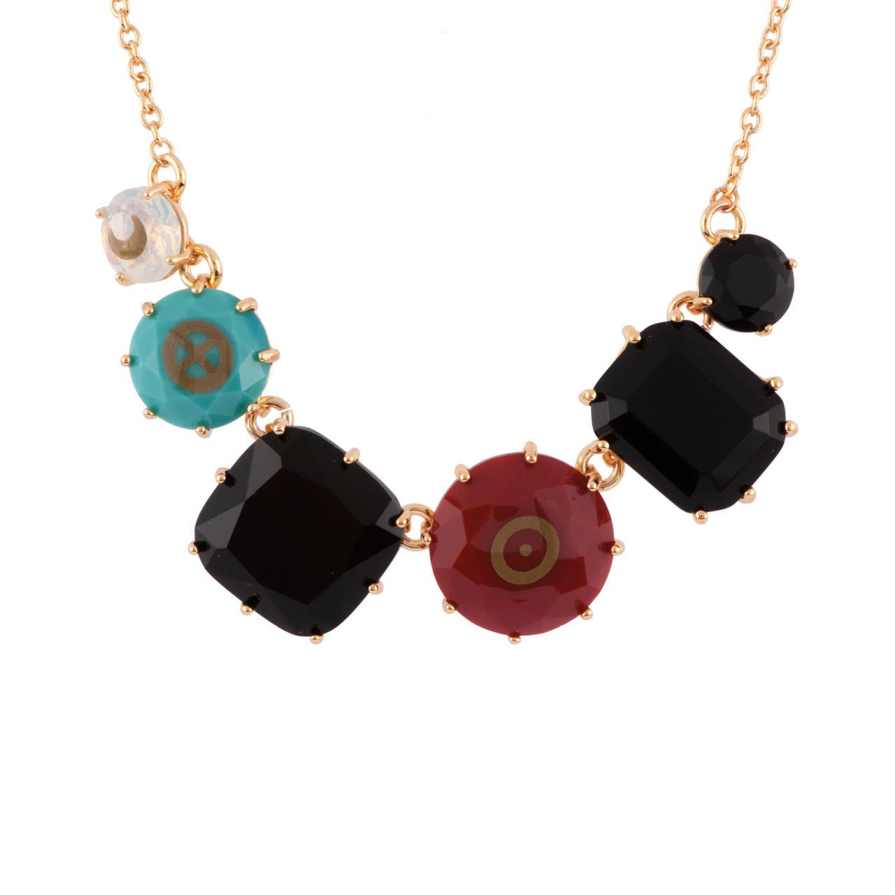 La Diamantine Speciale Earth Crystal Stone & Sun Crystal Stone With Black Stones Necklace | AFLDS3521 - Les Nereides