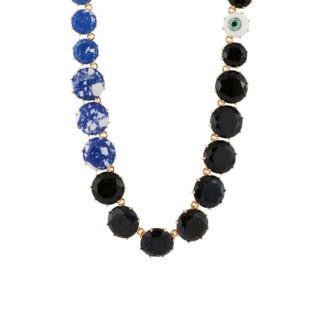 La Diamantine Speciale Marbled Stones, Glitter Blue Crystal Stones & White Opal Stone Necklace | AELDS3192 - Les Nereides