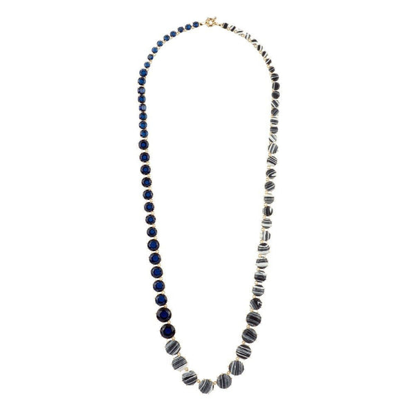 La Diamantine Speciale Multi - Stones Blue & Black Marble Necklace | ADLDS3191 - Les Nereides