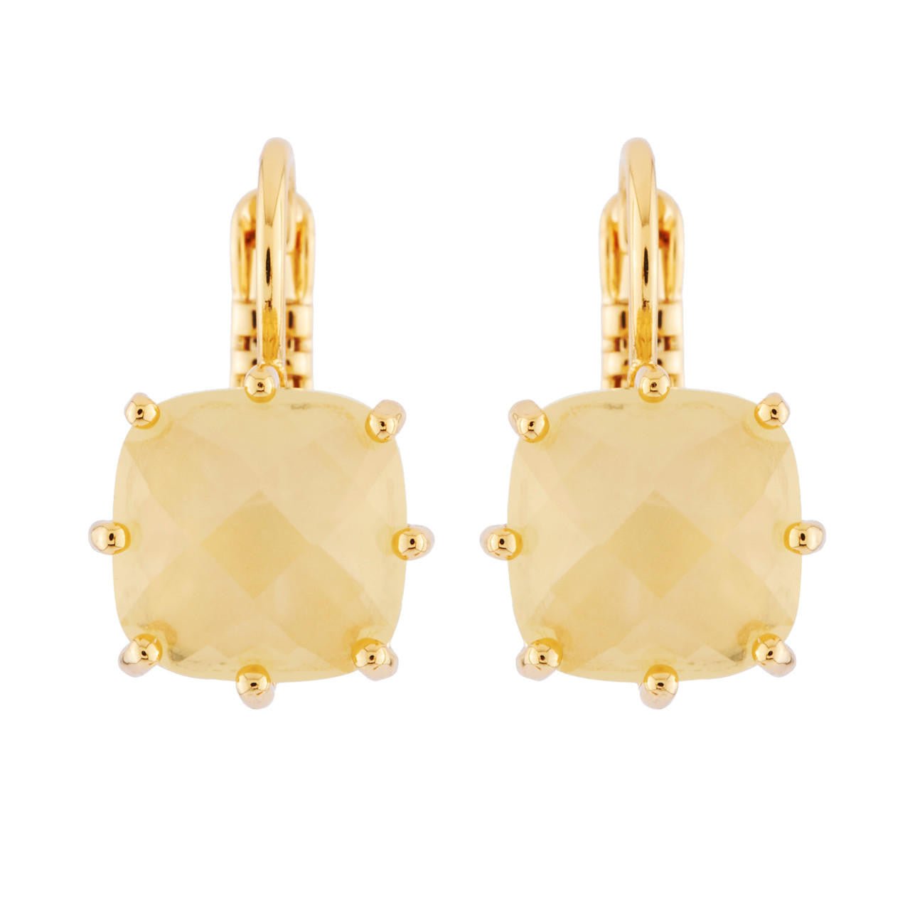 La Diamantine Square Stone Citrine Earrings | AHLD1011 - Les Nereides