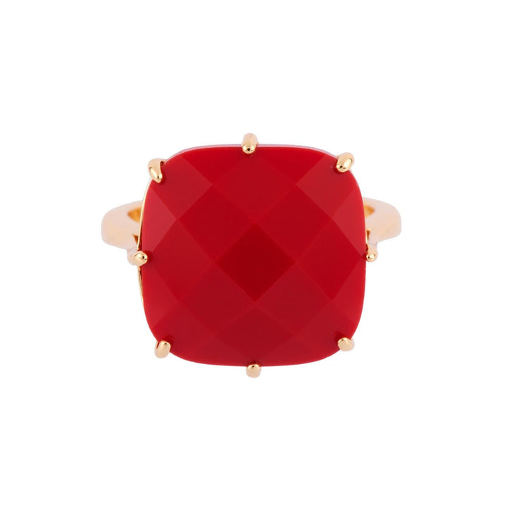 La Diamantine Square Stone Vermillion Red Rings | AFLD602/11 - Les Nereides