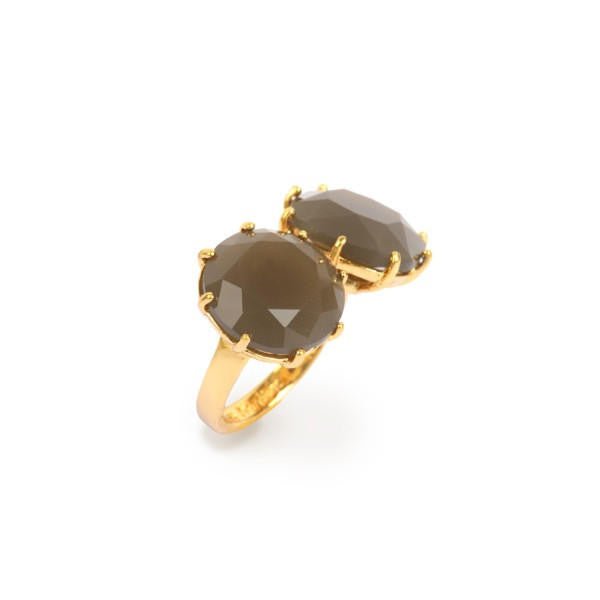 La Diamantine Two Big Stones Taupe Grey Rings | AALD611/21 - Les Nereides