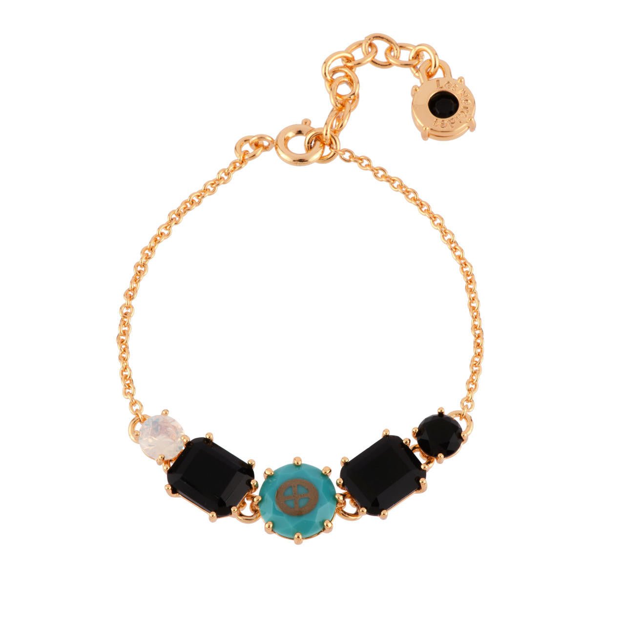 La Diamantine White Opal Stone & Black Crystal Stones Bracelet | AFLDS2511 - Les Nereides