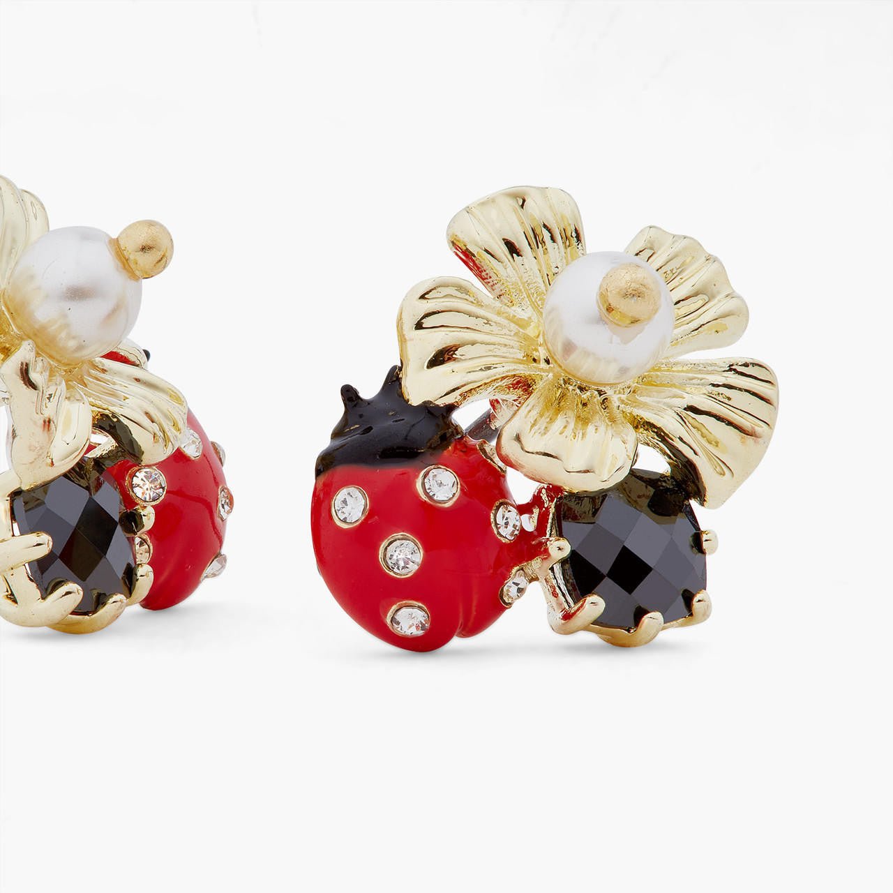 Ladybird And Anemone With Mother Of Pearl Bead Earrings | ARLP1041 - Les Nereides