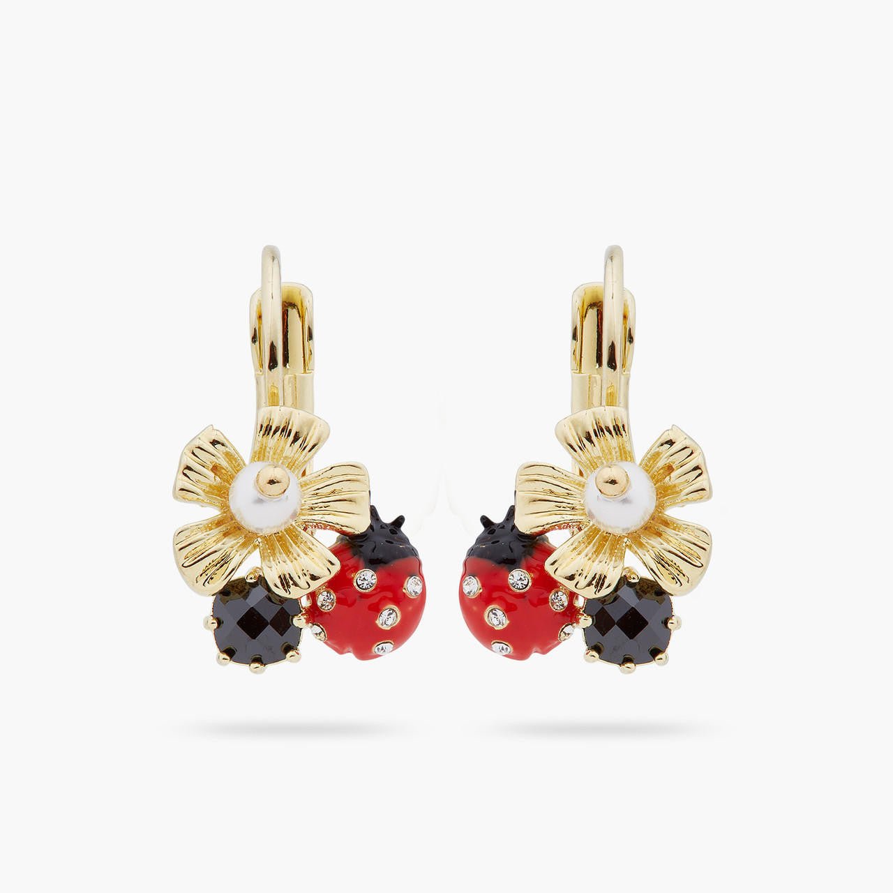 Ladybird And Anemone With Mother Of Pearl Bead Earrings | ARLP1041 - Les Nereides