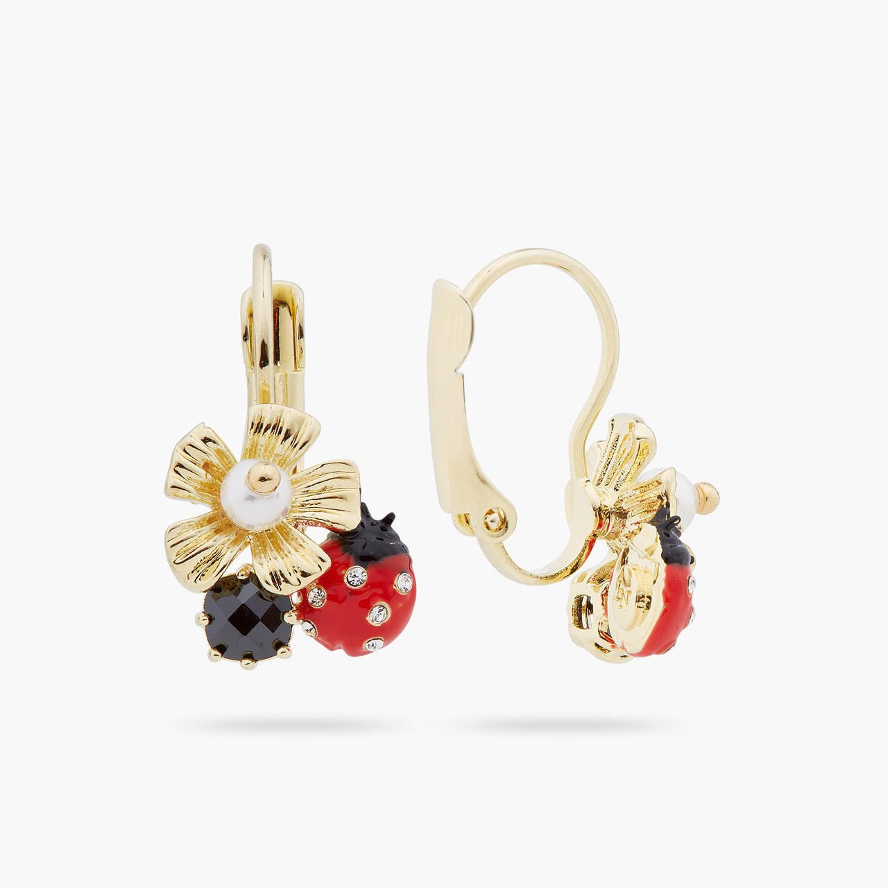 Ladybird And Anemone With Mother Of Pearl Bead Earrings | ARLP1041 - Les Nereides