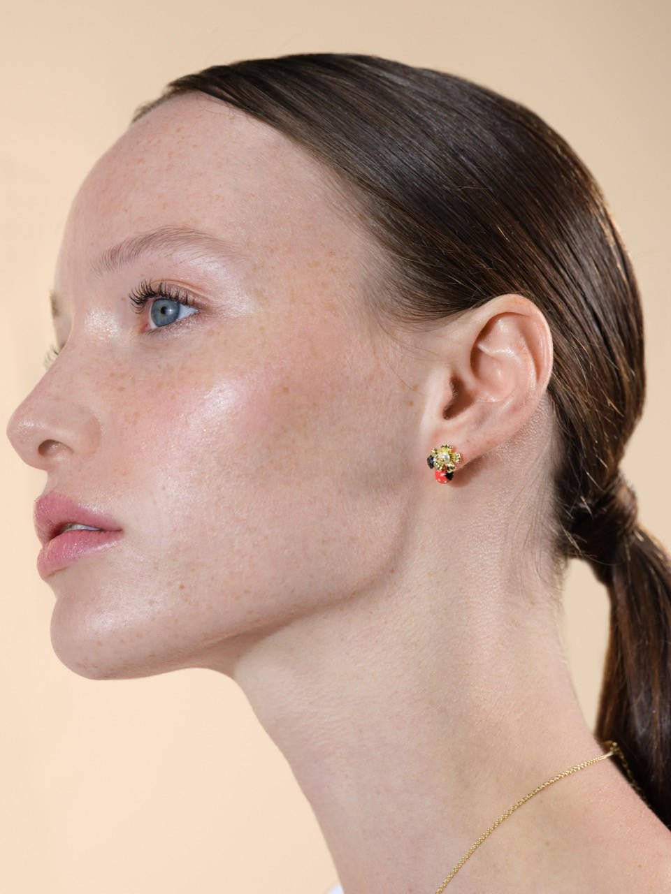 Ladybird And Anemone With Mother Of Pearl Bead Earrings | ARLP1041 - Les Nereides