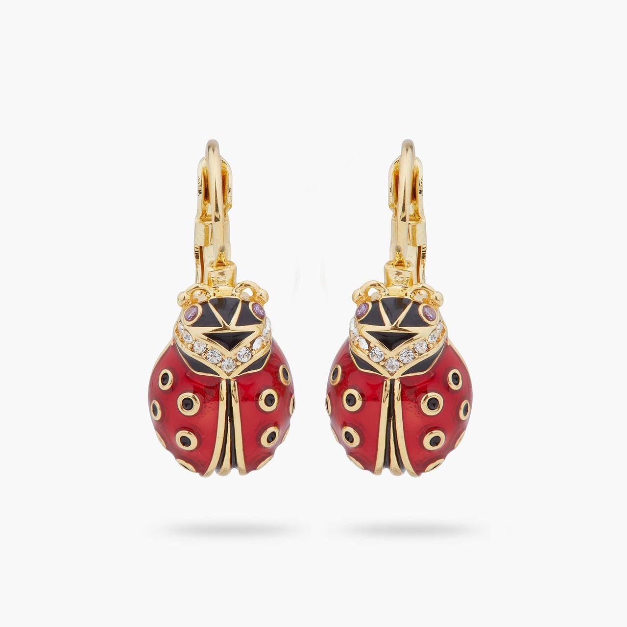 Ladybird And Faceted Crystal Sleeper Earrings | ARAM1011 - Les Nereides