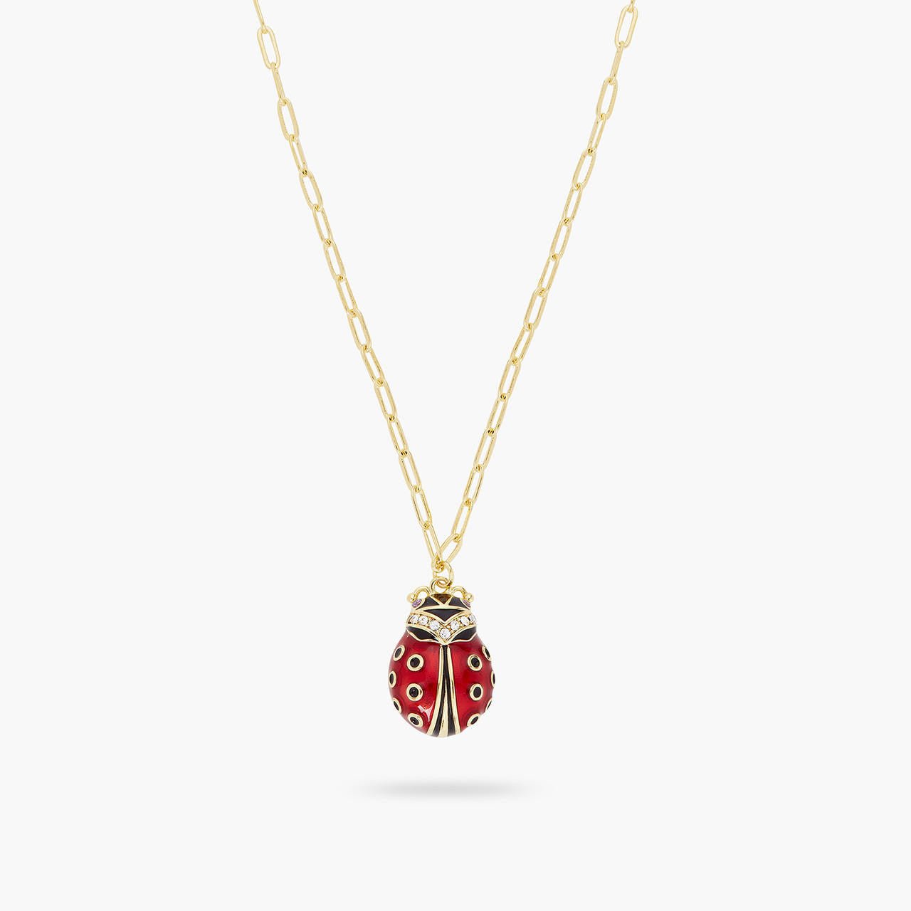 Ladybird And Rectangle Link Chain Necklace | ARAM3011 - Les Nereides