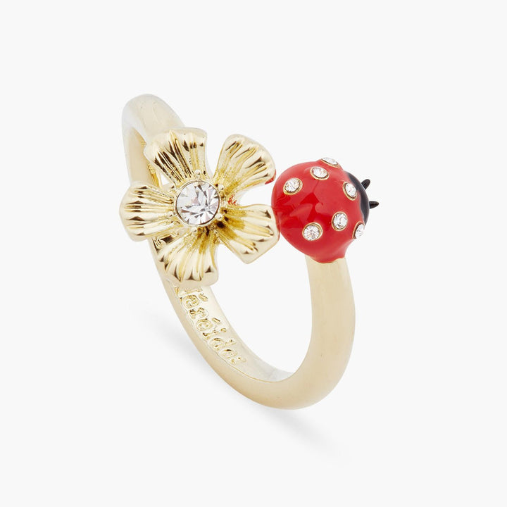 Ladybird And Wood Anemone Adjustable You And Me Ring | ARLP6011 - Les Nereides