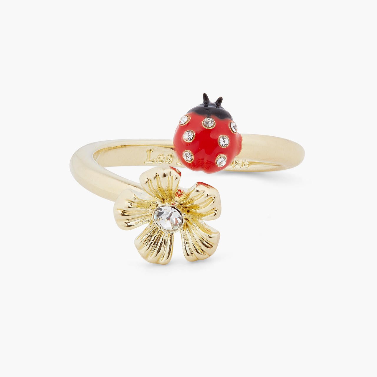 Ladybird And Wood Anemone Adjustable You And Me Ring | ARLP6011 - Les Nereides