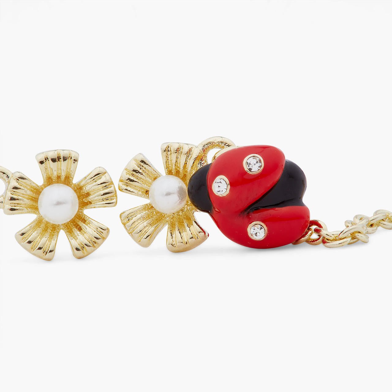 Ladybird Foraging An Anemone With Faceted Crystal Dangling Earrings | ARLP1051 - Les Nereides