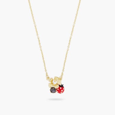 Ladybird Foraging An Anemone With Faceted CrystalPendant Necklace | ARLP3021 - Les Nereides
