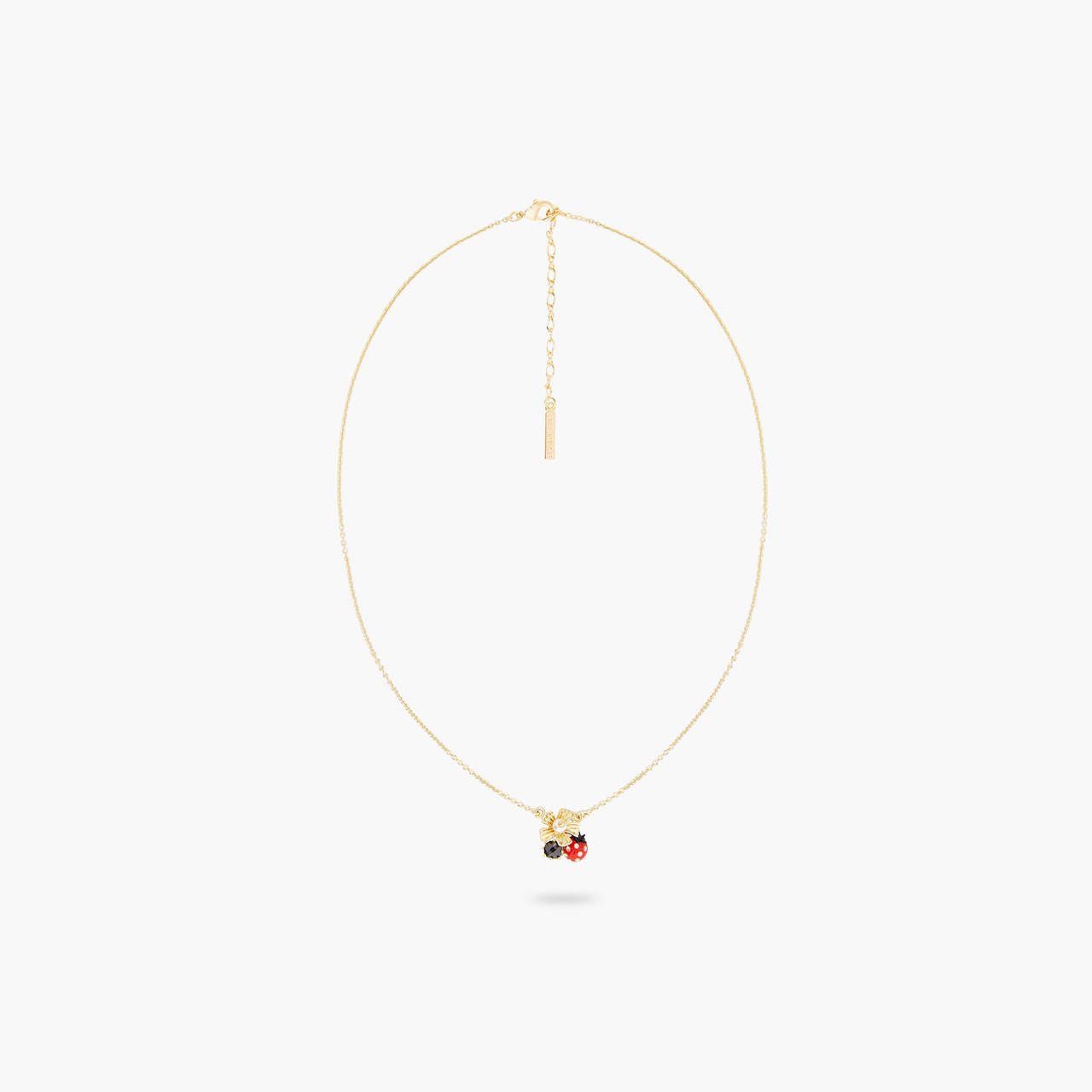 Ladybird Foraging An Anemone With Faceted CrystalPendant Necklace | ARLP3021 - Les Nereides