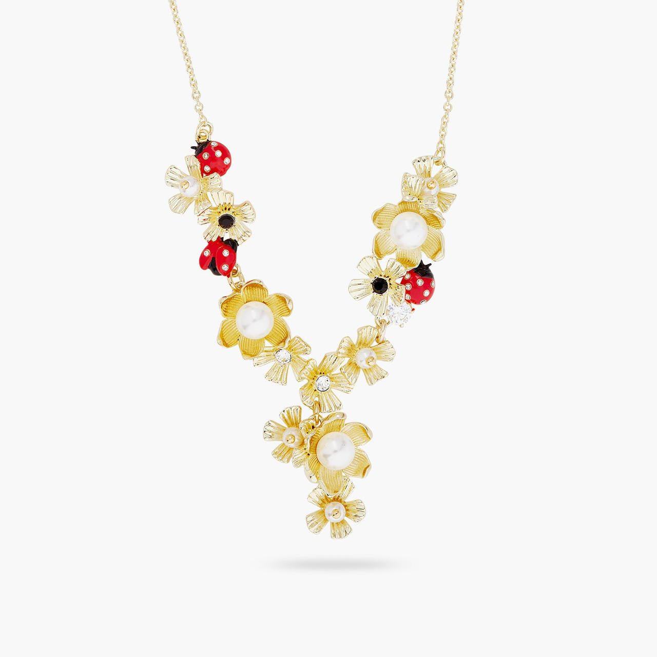 Ladybirds And Wood Anemone Statement Necklace | ARLP3011 - Les Nereides