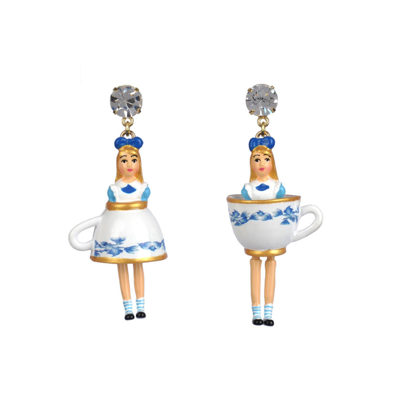 Le Tea Time D'Alice Alice, Cup And Rhinestone Earrings | AATA116C/1 - Les Nereides