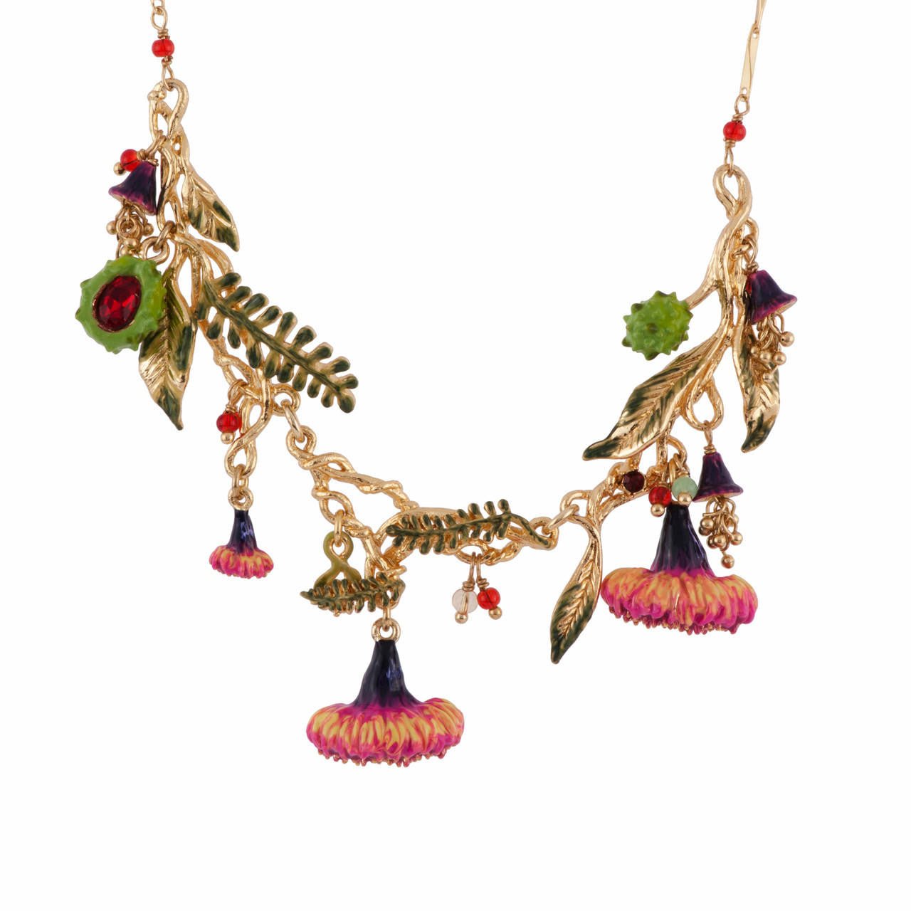 Leaves, Chestnut & Silver Princess Flowers Necklace | AFCH3051 - Les Nereides