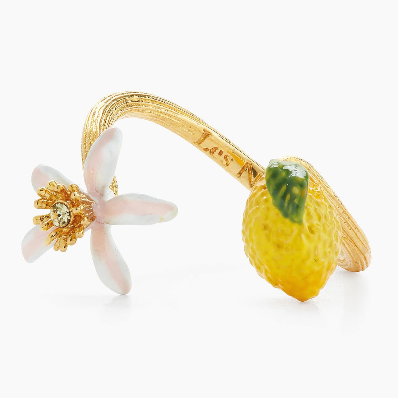 Lemon And Lemon Blossom Adjustable Ring | APMI6021 - Les Nereides
