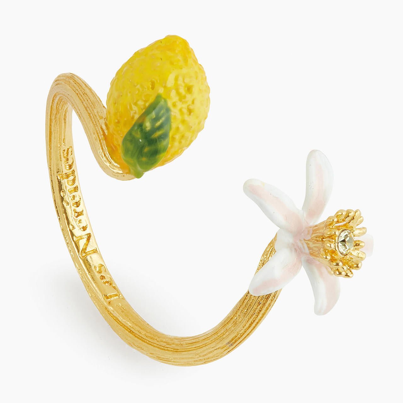 Lemon And Lemon Blossom Adjustable Ring | APMI6021 - Les Nereides