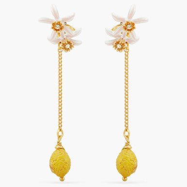 Lemon And Lemon Blossom Dangling Earrings | APMI1031 - Les Nereides