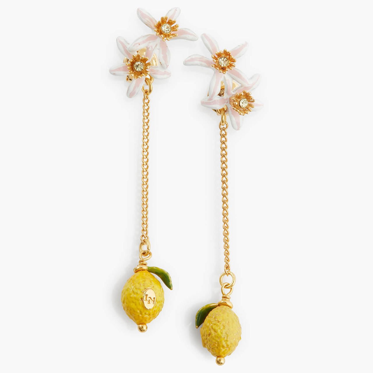 Lemon And Lemon Blossom Dangling Earrings | APMI1031 - Les Nereides