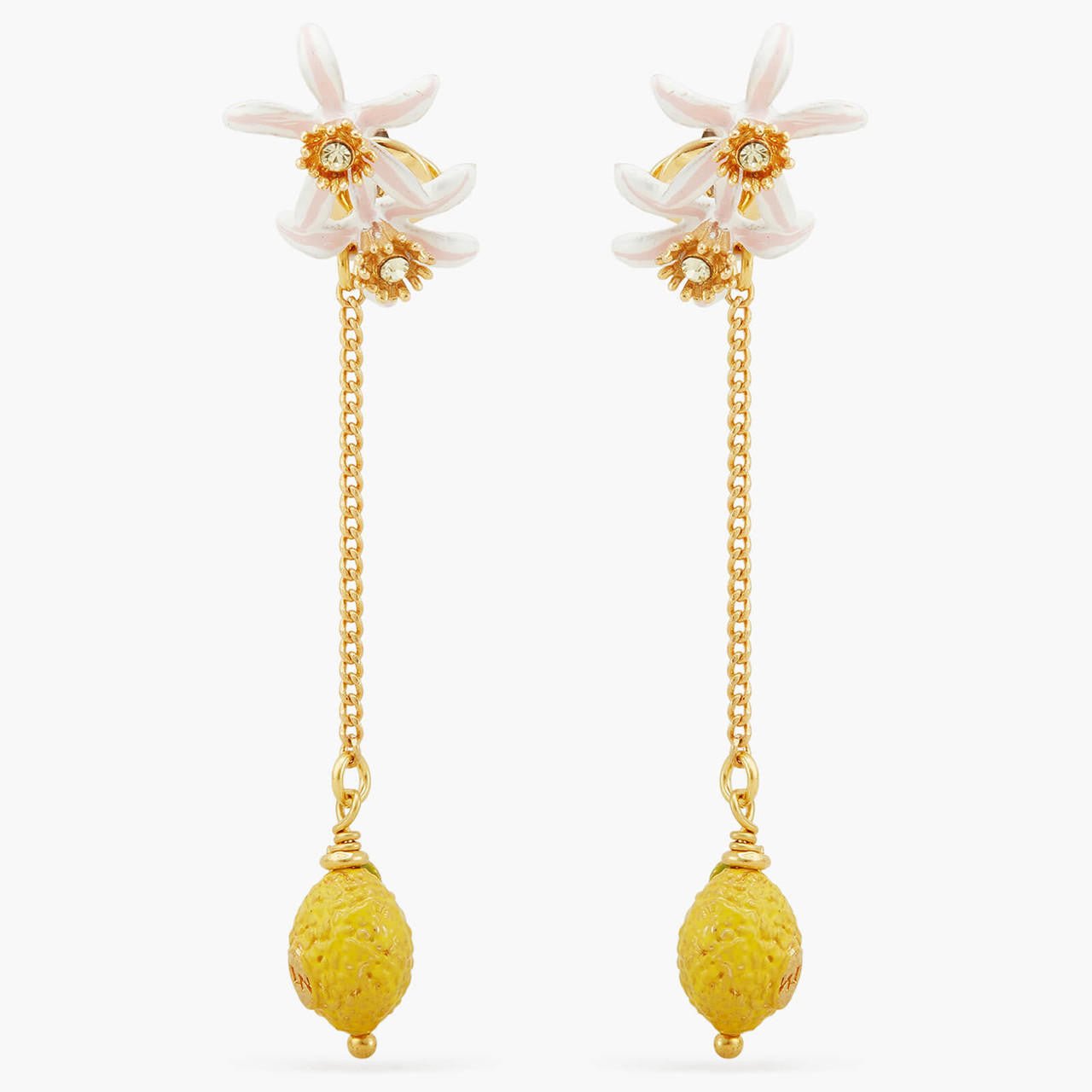 Lemon And Lemon Blossom Dangling Earrings | APMI1031 - Les Nereides