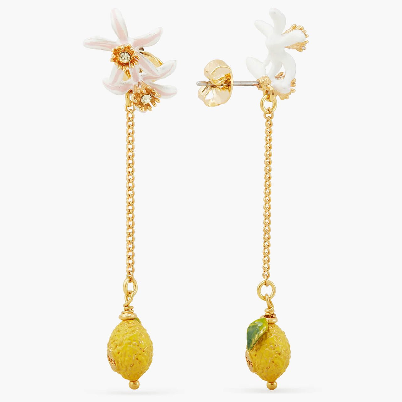 Lemon And Lemon Blossom Dangling Earrings | APMI1031 - Les Nereides