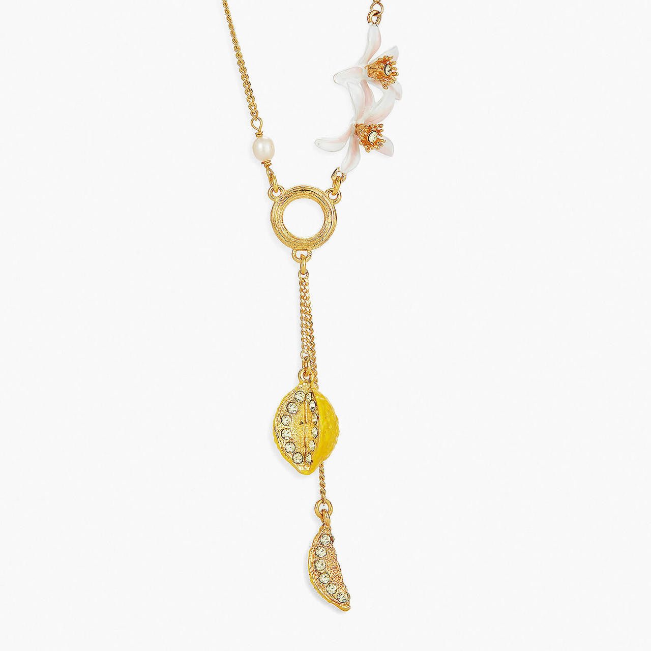 Lemon And Lemon Blossom Pendant Necklace | APMI3021 - Les Nereides
