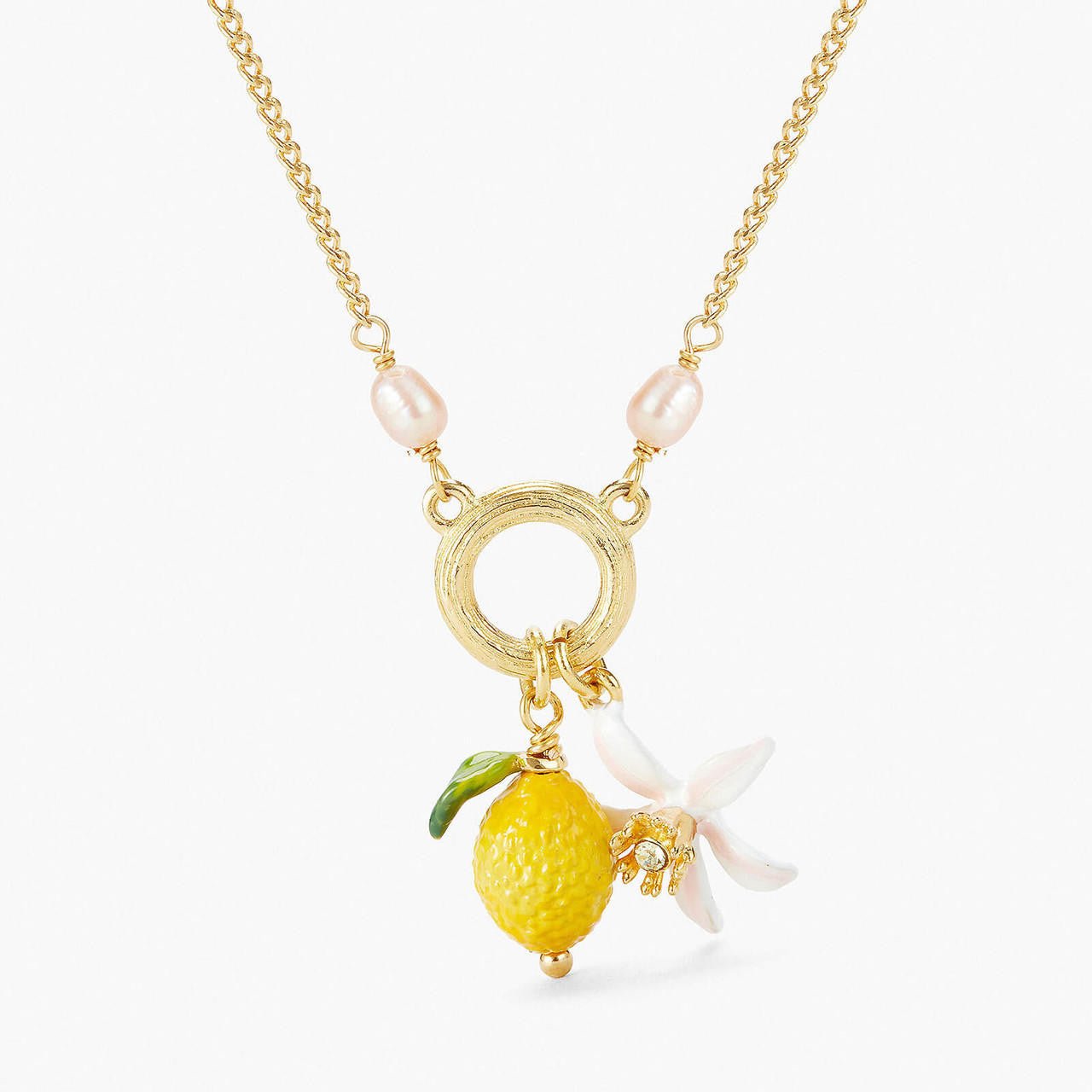 Lemon And Lemon Blossom Pendant Necklace | APMI3041 - Les Nereides