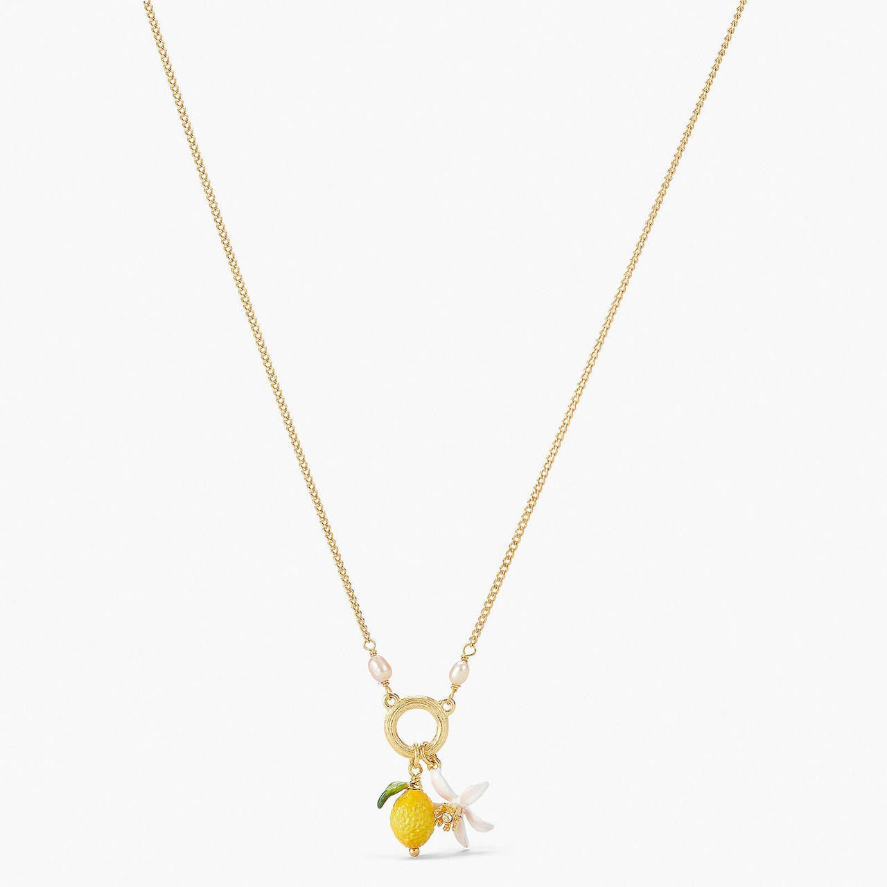 Lemon And Lemon Blossom Pendant Necklace | APMI3041 - Les Nereides