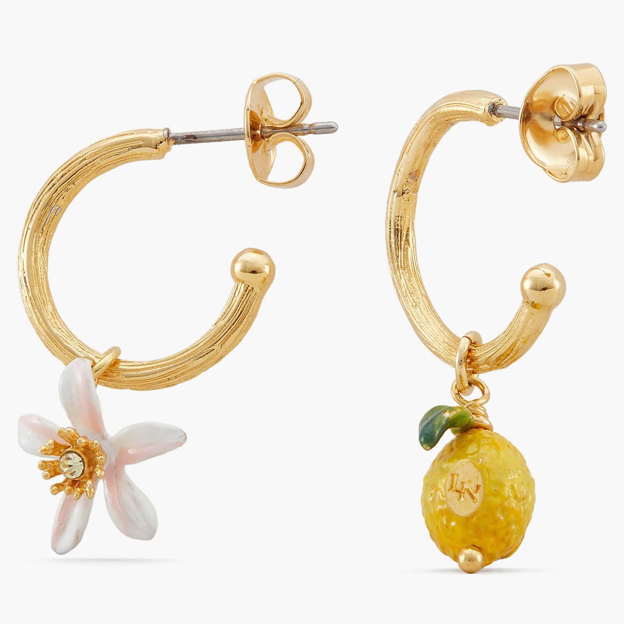 Lemon And Lemon White Blossom Hoop Earrings | APMI1051 - Les Nereides