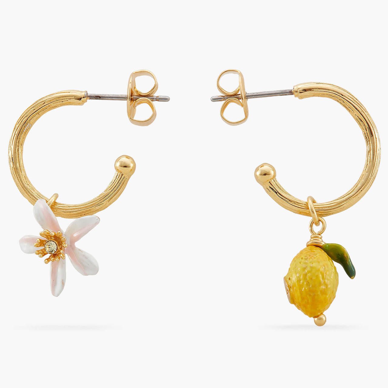 Lemon And Lemon White Blossom Hoop Earrings | APMI1051 - Les Nereides