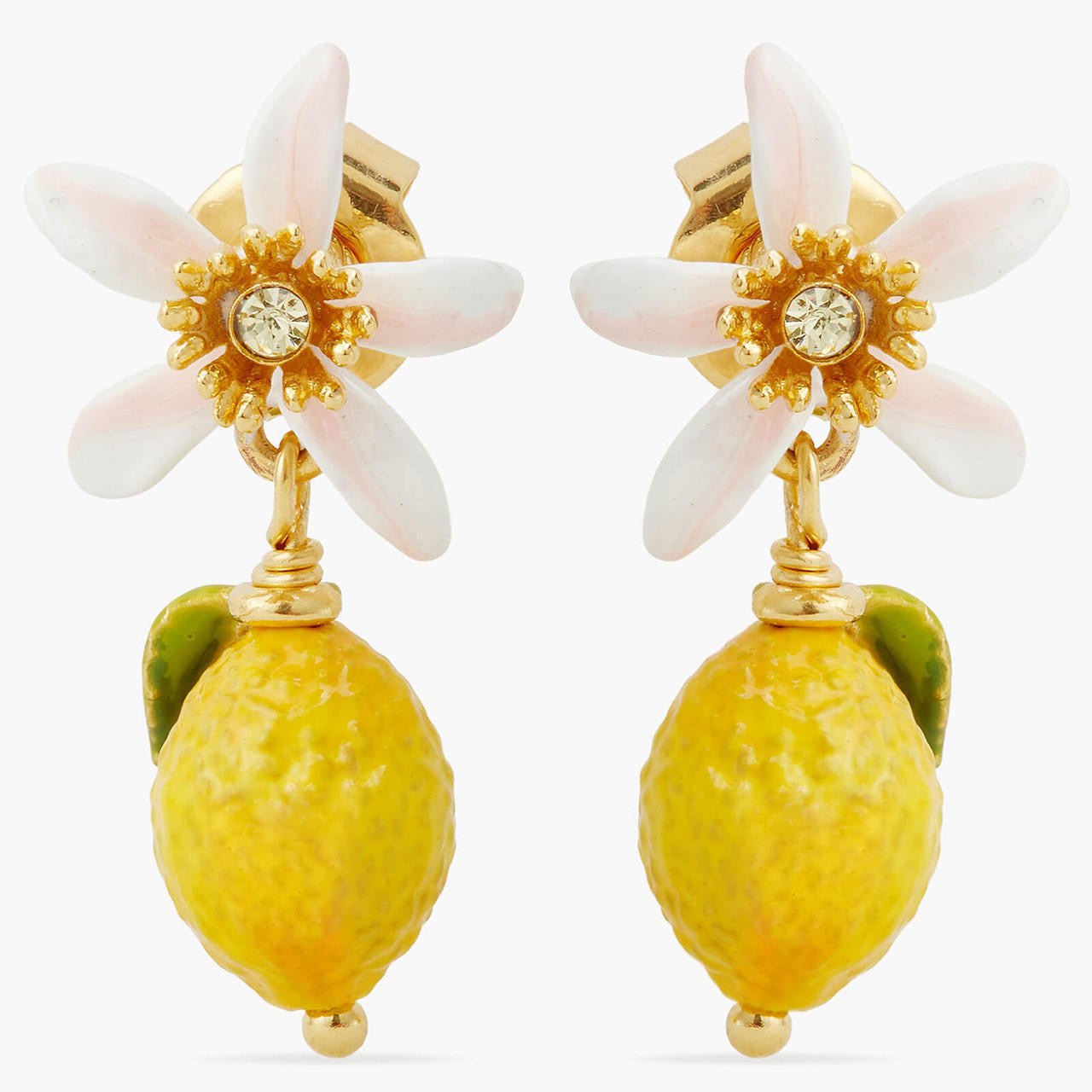 Lemon And White Flower Earrings | APMI1041 - Les Nereides