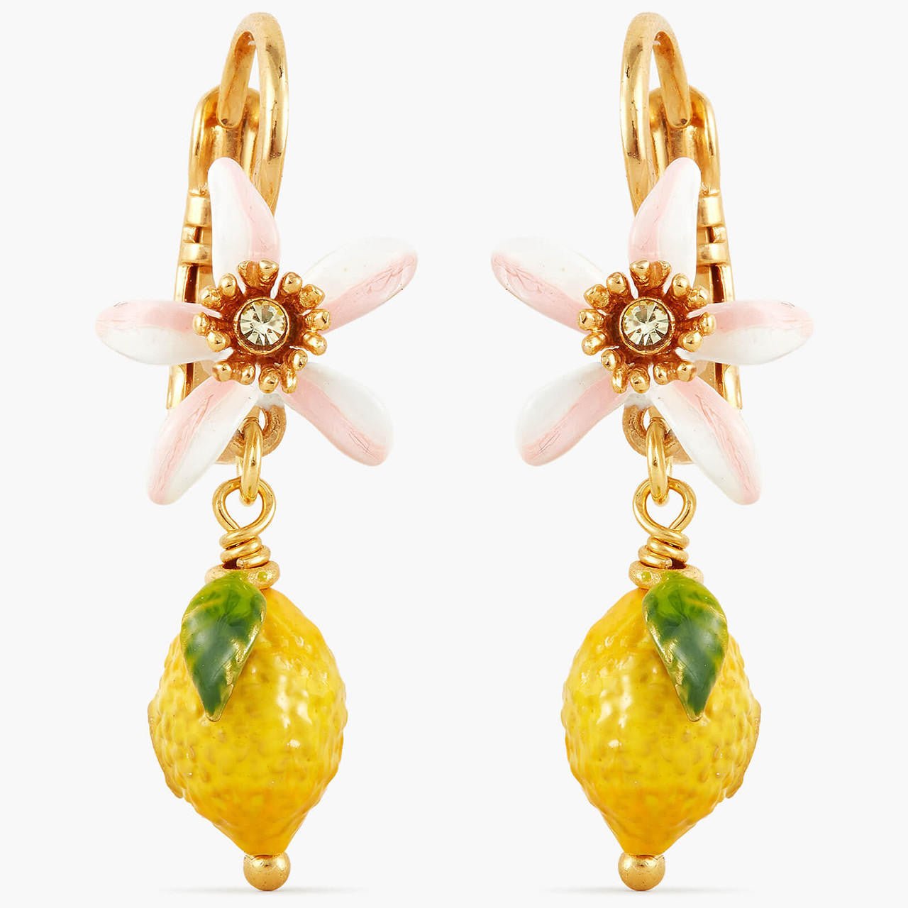 Lemon And White Flower Earrings | APMI1041 - Les Nereides