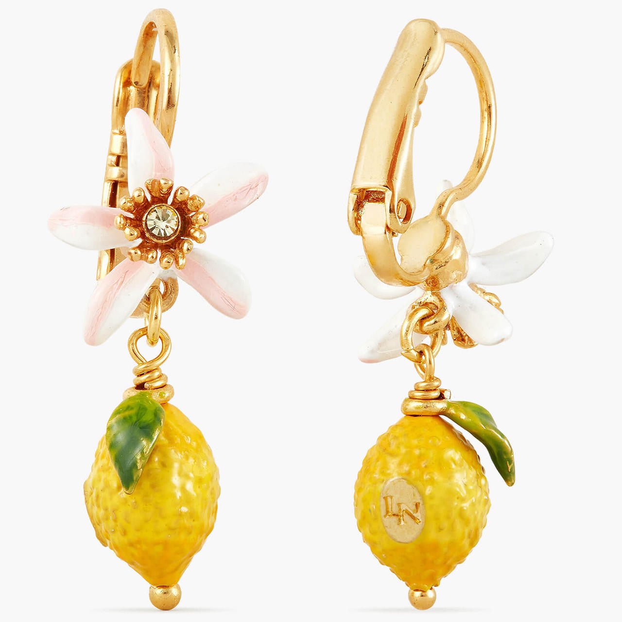 Lemon And White Flower Earrings | APMI1041 - Les Nereides