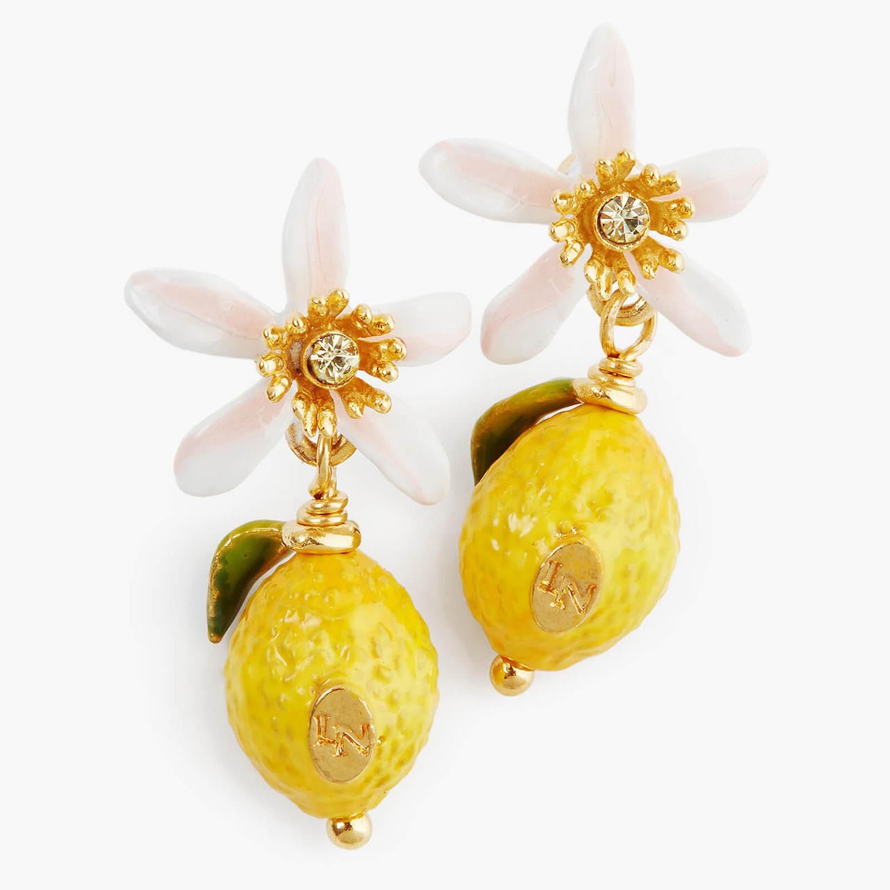 Lemon And White Flower Earrings | APMI1041 - Les Nereides