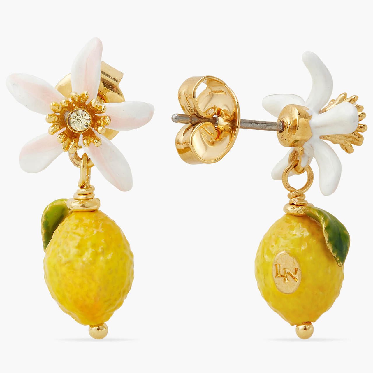 Lemon And White Flower Earrings | APMI1041 - Les Nereides