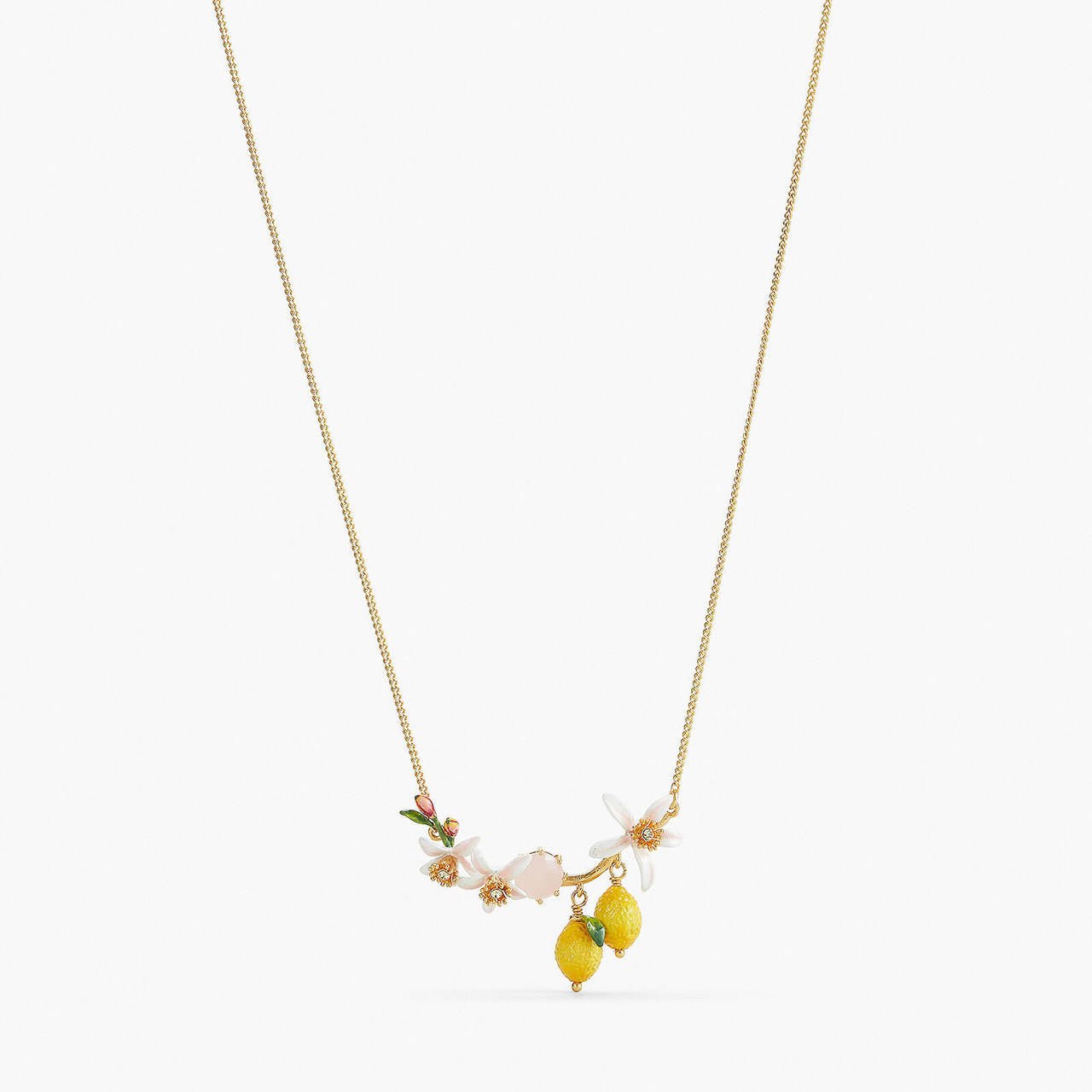 Lemons, Flower Buds And Lemon Blossom Statement Necklace | APMI3011 - Les Nereides