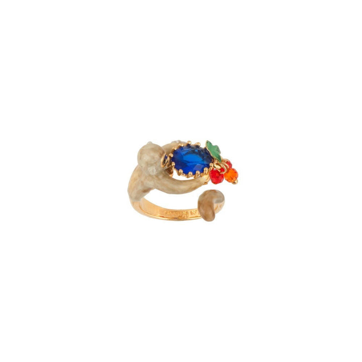 Les Nereides Jungle Tropicale Monkey, Dark Blue Stone & Beads Rings | ADJT6041 