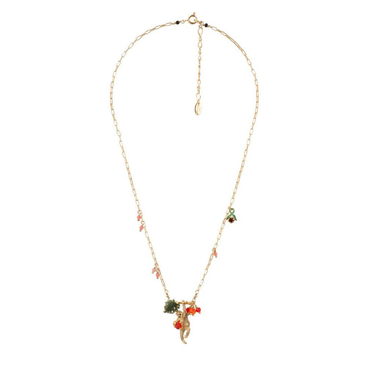 Les Nereides Jungle Tropicale Monkey, Leaf & Beads Necklace | ADJT3041 