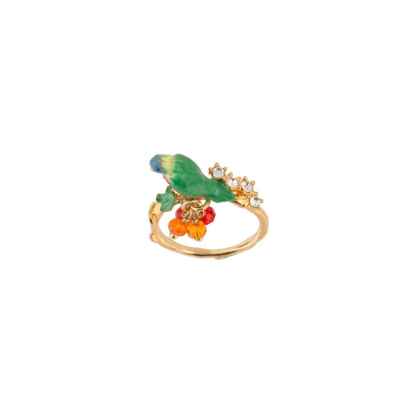 Les Nereides Jungle Tropicale Parrot On Branch, Beads & Crystals Rings | ADJT601/11 