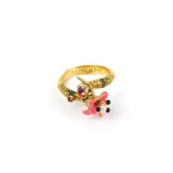 Les Nereides Juste Une Fleur Bell Flower W/Rhinestone Pink Rings | ABJF6045 
