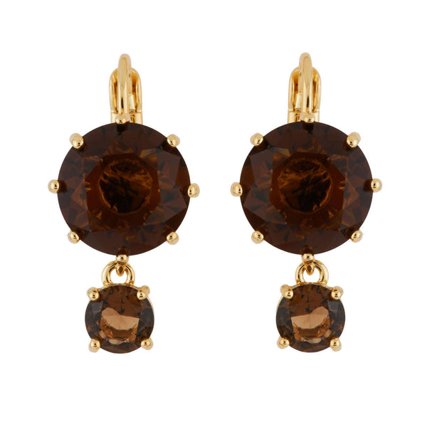 Les Nereides La Diamantine 2 Round Stones Smoky Quartz Earrings | AGLD1262 